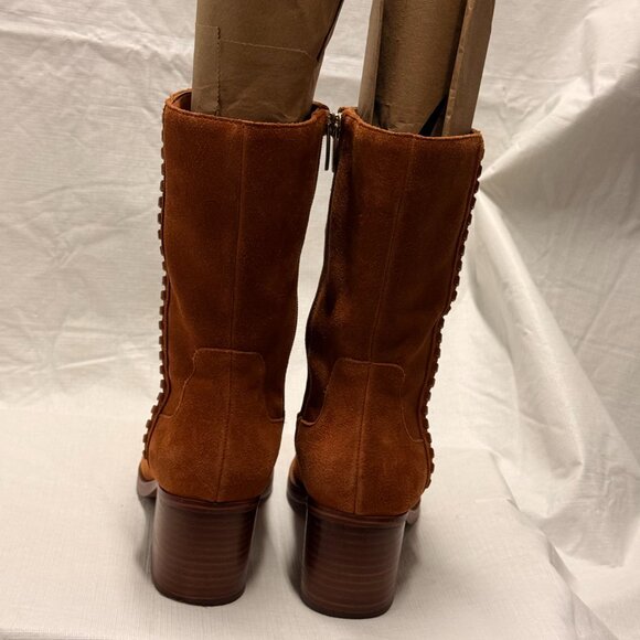 Vince Camuto Zelcinna Suede Ankle Boots Caramel 6.5 - Picture 3 of 8
